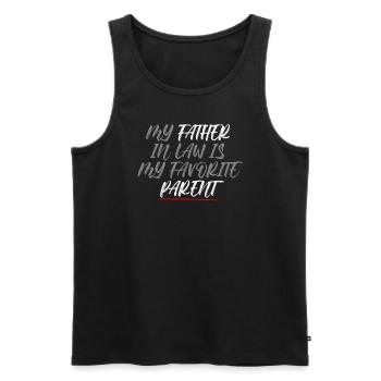 Plaisir familial préféré du fils et du père - A - Débardeur bio Premium Homme - noir - Devant - Michal (187cm)