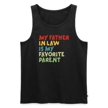 Plaisir familial préféré du fils et du père - A - Débardeur bio Premium Homme - noir - Devant - Michal (187cm)