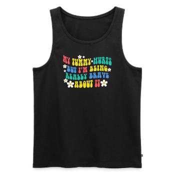 Mein Bauch tut weh, aber ich bin wirklich - Männer Premium Bio Tank Top - Schwarz - Vorne - Michal (187cm)