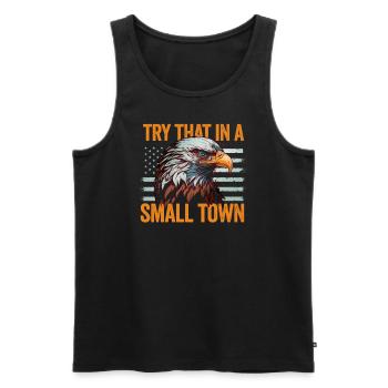 Kleinstadt Amerikanisch Retro Eagle Vintage - Männer Premium Bio Tank Top - Schwarz - Vorne - Michal (187cm)
