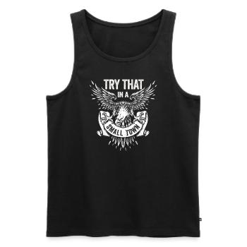 Kleinstadt Amerikanisch Retro Eagle Vintage - Männer Premium Bio Tank Top - Schwarz - Vorne - Michal (187cm)
