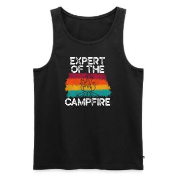 Experte für Camping-Experten am Lagerfeuer - Männer Premium Bio Tank Top - Schwarz - Vorne - AI Model Male 178 light (178cm)