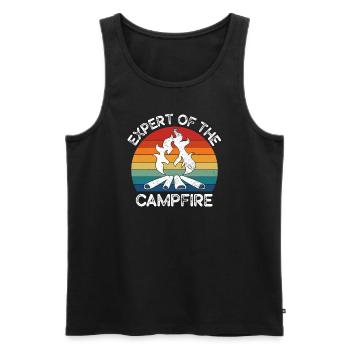 Experte für Camping-Experten am Lagerfeuer - Männer Premium Bio Tank Top - Schwarz - Vorne - Michal (187cm)