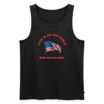 Livin in der Neuen Welt Alte Seele - Männer Premium Bio Tank Top - Schwarz - Vorne - AI Model Male 178 light (178cm)