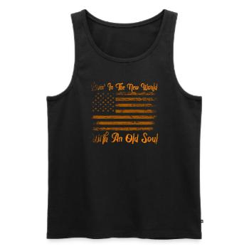 Livin in der Neuen Welt Alte Seele - Männer Premium Bio Tank Top - Schwarz - Vorne - AI Model Male 178 light (178cm)