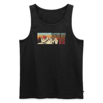 Explorez les montagnes des parcs nationaux de l’Utah - Débardeur bio Premium Homme - noir - Devant - Michal (187cm)