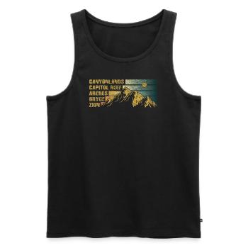 Erkunden Sie die Berge der Utah-Nationalparks - Männer Premium Bio Tank Top - Schwarz - Vorne - AI Model Male 178 light (178cm)