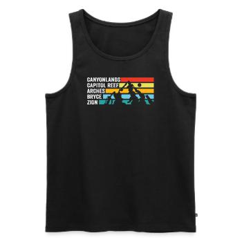 Erkunden Sie die Berge der Utah-Nationalparks - Männer Premium Bio Tank Top - Schwarz - Vorne - AI Model Male 178 light (178cm)