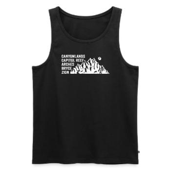 Explorez les montagnes des parcs nationaux de l’Utah - Débardeur bio Premium Homme - noir - Devant - Michal (187cm)