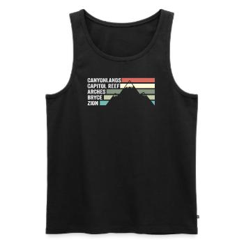 Explorez les montagnes des parcs nationaux de l’Utah - Débardeur bio Premium Homme - noir - Devant - AI Model Male 178 light (178cm)