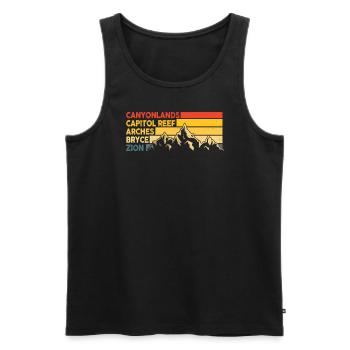 Explorez les montagnes des parcs nationaux de l’Utah - Débardeur bio Premium Homme - noir - Devant - AI Model Male 178 light (178cm)