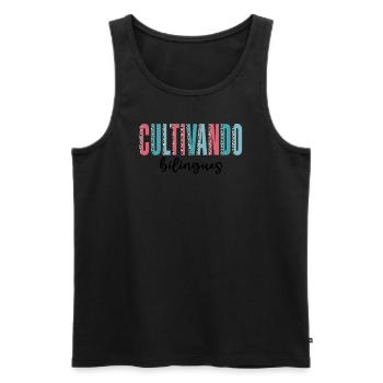 Cultivando Bilingües Spanish Teacher - Men's Premium Organic Tank Top - black - Front - AI Model Male 178 light (178cm)