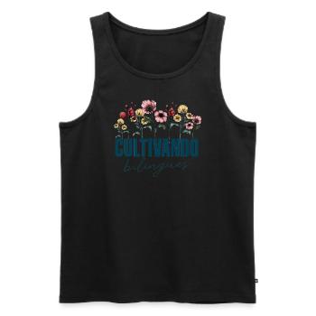 Cultivando Bilingües Spanischlehrer - Männer Premium Bio Tank Top - Schwarz - Vorne - AI Model Male 178 light (178cm)