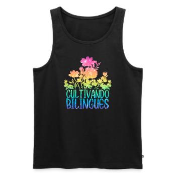 Cultivando Bilingües Spanish Teacher - Men's Premium Organic Tank Top - black - Front - AI Model Male 178 light (178cm)