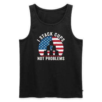 Sport Stacking Stacks Stacked Speed Cup - Männer Premium Bio Tank Top - Schwarz - Vorne - AI Model Male 178 light (178cm)