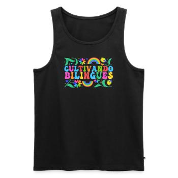 Cultivando Bilingües Spanish Teacher - Men's Premium Organic Tank Top - black - Front - AI Model Male 178 light (178cm)