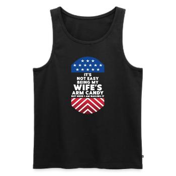 ES IST NICHT EINFACH, DAS ARMBONBON MEINER FRAU ZU SEIN - Männer Premium Bio Tank Top - Schwarz - Vorne - Michal (187cm)