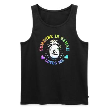 Jemand auf Hawaii liebt mich - Männer Premium Bio Tank Top - Schwarz - Vorne - AI Model Male 178 light (178cm)