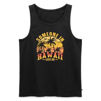Jemand auf Hawaii liebt mich - Männer Premium Bio Tank Top - Schwarz - Vorne - AI Model Male 178 light (178cm)