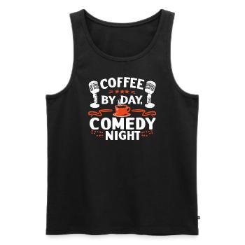Kaffee bei Tag Comedy bei Nacht Komiker - Männer Premium Bio Tank Top - Schwarz - Vorne - AI Model Male 178 light (178cm)