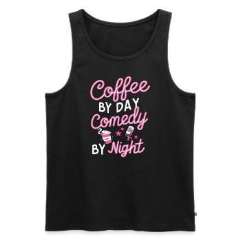 Kaffee bei Tag Comedy bei Nacht Komiker - Männer Premium Bio Tank Top - Schwarz - Vorne - AI Model Male 178 light (178cm)