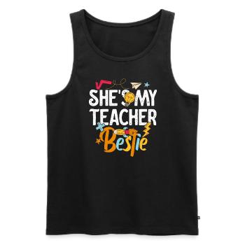 Teacher Besties Because Going Crazy - Men's Premium Organic Tank Top - black - Front - Michal (187cm)