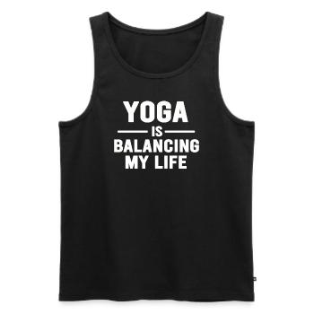 Le yoga équilibre ma vie - Débardeur bio Premium Homme - noir - Devant - Michal (187cm)