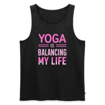 Le yoga équilibre ma vie - Débardeur bio Premium Homme - noir - Devant - Michal (187cm)