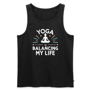 Le yoga équilibre ma vie - Débardeur bio Premium Homme - noir - Devant - Michal (187cm)