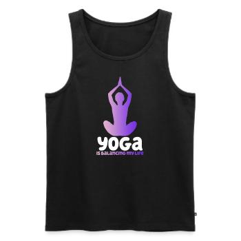 Le yoga équilibre ma vie - Débardeur bio Premium Homme - noir - Devant - Michal (187cm)