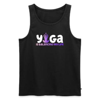 Le yoga équilibre ma vie - Débardeur bio Premium Homme - noir - Devant - Michal (187cm)
