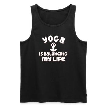 Le yoga équilibre ma vie - Débardeur bio Premium Homme - noir - Devant - Michal (187cm)