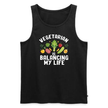 Végétarien Équilibrer ma vie - Débardeur bio Premium Homme - noir - Devant - Michal (187cm)