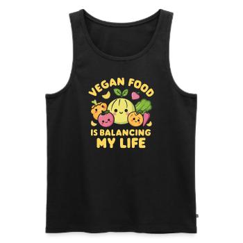 Vegan Food Is Balancing My Life - Men's Premium Organic Tank Top - black - Front - Michal (187cm)