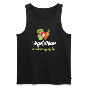Végétarien Équilibrer ma vie - Débardeur bio Premium Homme - noir - Devant - Michal (187cm)