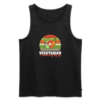 Vegetarisch Mein Leben unter einen Hut bringen - Männer Premium Bio Tank Top - Schwarz - Vorne - AI Model Male 178 light (178cm)