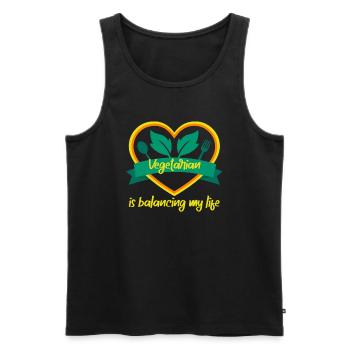 Vegetarian Balancing My Life - Men's Premium Organic Tank Top - black - Front - Michal (187cm)