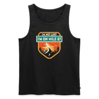 Ich bin nicht verloren, ich bin auf Meile 87 Marathon - Männer Premium Bio Tank Top - Schwarz - Vorne - Michal (187cm)