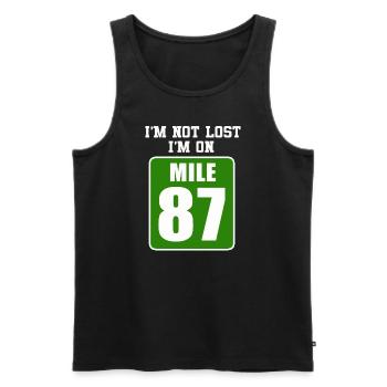 Je ne suis pas perdu, je suis sur le marathon du mile 87 - Débardeur bio Premium Homme - noir - Devant - Michal (187cm)