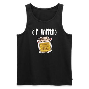 Kombucha Lover Sip Happens Cute Jar - Men's Premium Organic Tank Top - black - Front - AI Model Male 178 light (178cm)