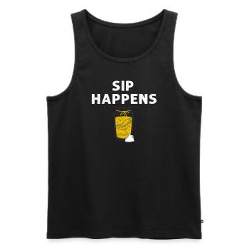 Sip Happens Kombucha Lover Fun Design - Männer Premium Bio Tank Top - Schwarz - Vorne - AI Model Male 178 light (178cm)