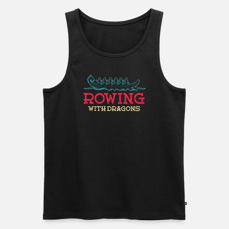 Rudern mit Drachen Drachenboot - Männer Premium Bio Tank Top - Schwarz