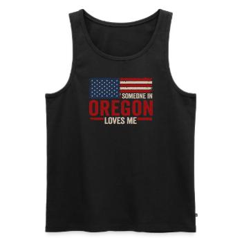 Jemand in Oregon liebt mich - Männer Premium Bio Tank Top - Schwarz - Vorne - AI Model Male 178 light (178cm)