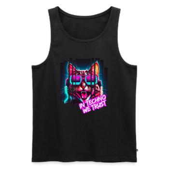 In Techno we trust - Men's Premium Organic Tank Top - black - Front - Michal (187cm)
