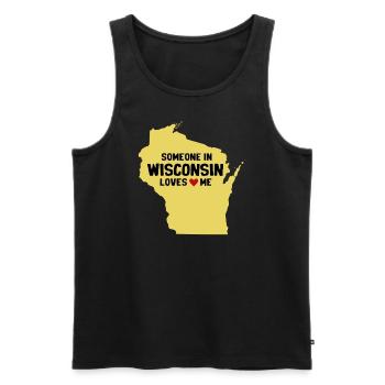 Quelqu’un dans le Wisconsin m’aime - Débardeur bio Premium Homme - noir - Devant - AI Model Male 178 light (178cm)
