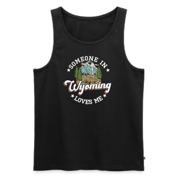 Jemand in Wyoming liebt mich - Männer Premium Bio Tank Top - Schwarz - Vorne - Michal (187cm)
