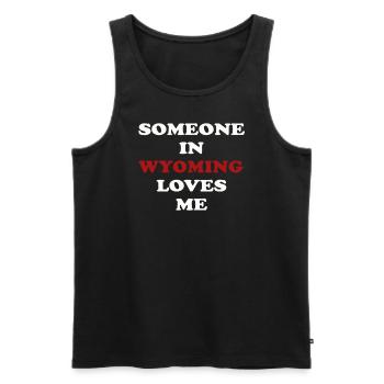 Jemand in Wyoming liebt mich - Männer Premium Bio Tank Top - Schwarz - Vorne - AI Model Male 178 light (178cm)