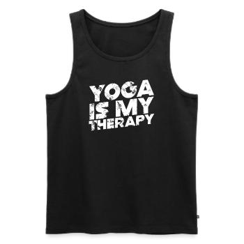 Le yoga est ma thérapie - Débardeur bio Premium Homme - noir - Devant - Michal (187cm)