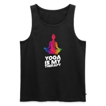 Yoga Is My Therapy - Men's Premium Organic Tank Top - black - Front - Michal (187cm)