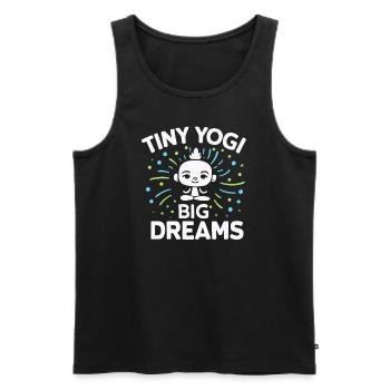 Tiny Yogi Big Dreams Meditation - Men's Premium Organic Tank Top - black - Front - AI Model Male 178 light (178cm)